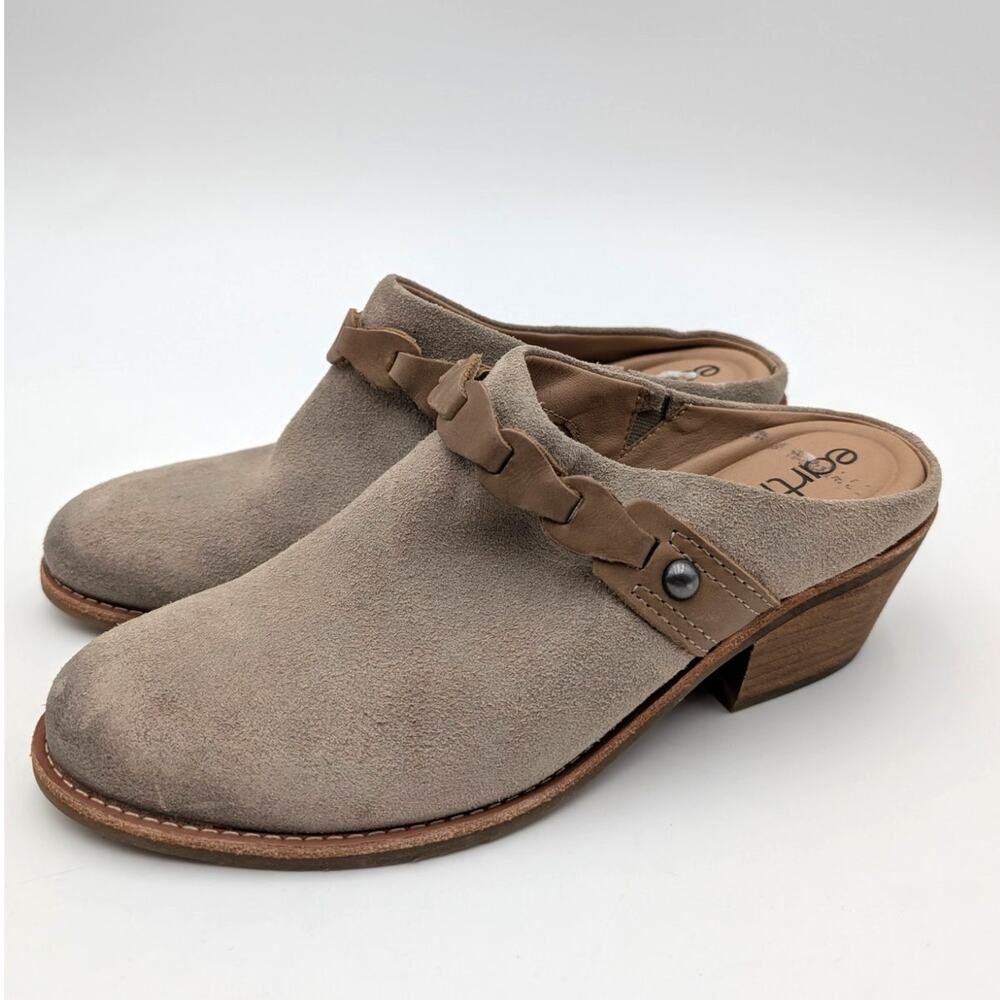 Earth Juliet Leather Slip-On Comfort Mule Clog Women's Gray Size US8M EU38.5